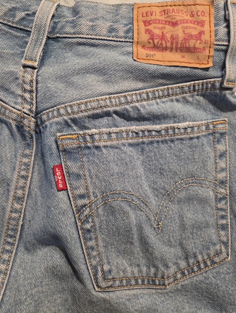 Levi's Light Blue Distressed Denim Cutoff Shorts sz 24